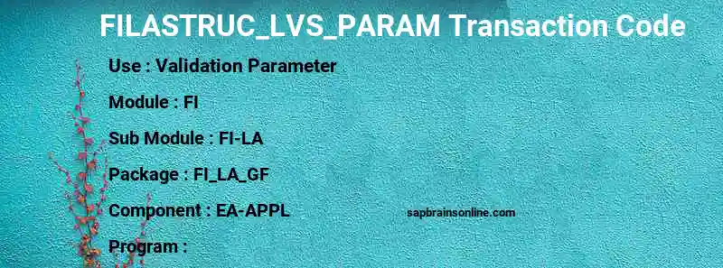 SAP FILASTRUC_LVS_PARAM transaction code