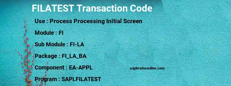 SAP FILATEST transaction code