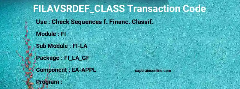 SAP FILAVSRDEF_CLASS transaction code