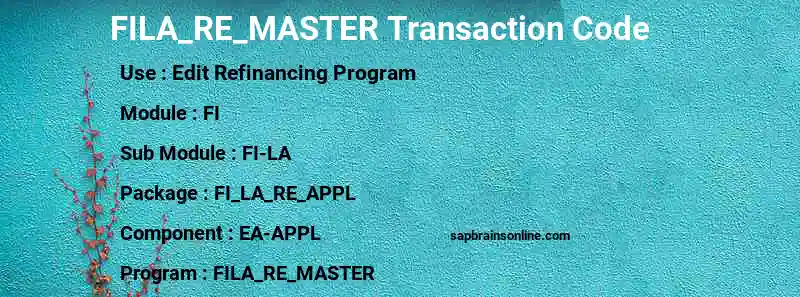 SAP FILA_RE_MASTER transaction code