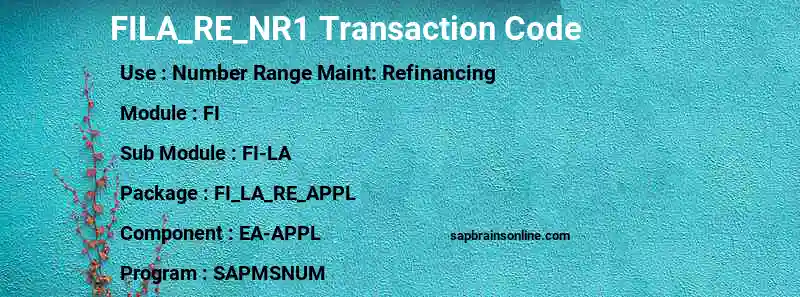 SAP FILA_RE_NR1 transaction code