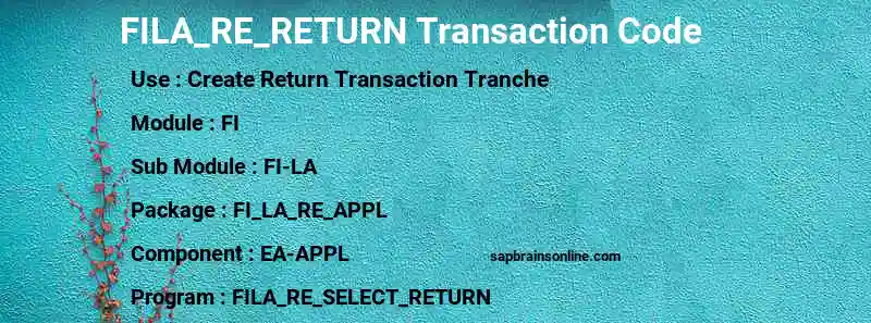 SAP FILA_RE_RETURN transaction code