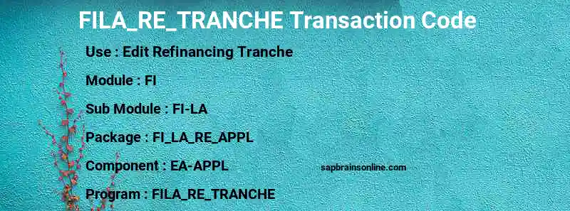 SAP FILA_RE_TRANCHE transaction code