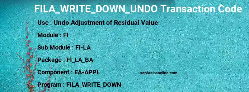 SAP FILA_WRITE_DOWN_UNDO transaction code