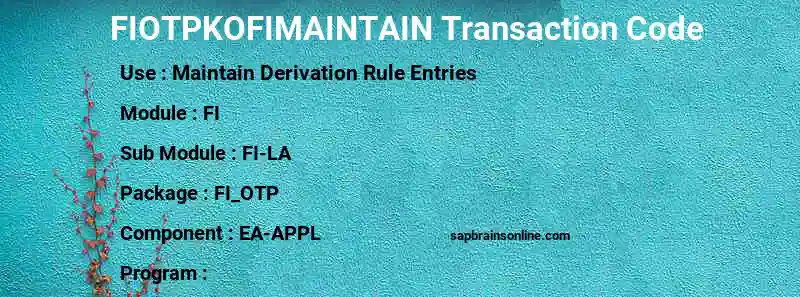SAP FIOTPKOFIMAINTAIN transaction code