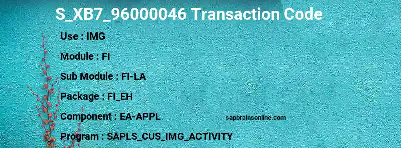 SAP S_XB7_96000046 transaction code