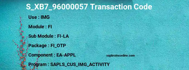 SAP S_XB7_96000057 transaction code