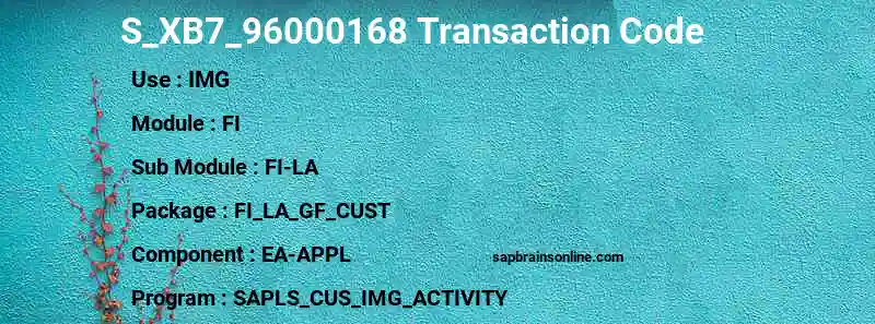 SAP S_XB7_96000168 transaction code