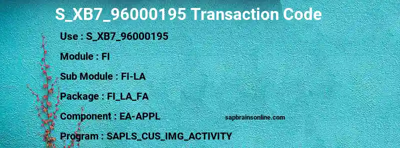 SAP S_XB7_96000195 transaction code