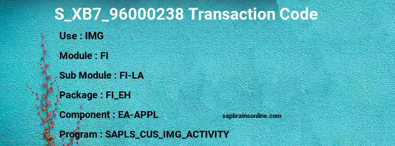 SAP S_XB7_96000238 transaction code