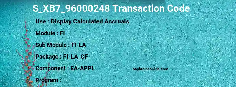 SAP S_XB7_96000248 transaction code