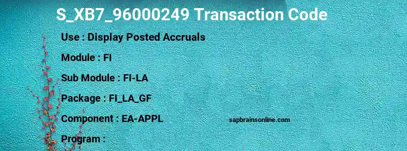 SAP S_XB7_96000249 transaction code