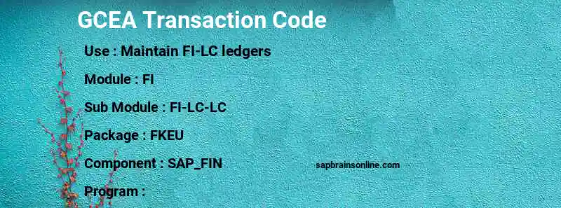 SAP GCEA transaction code