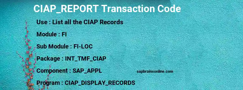 SAP CIAP_REPORT transaction code