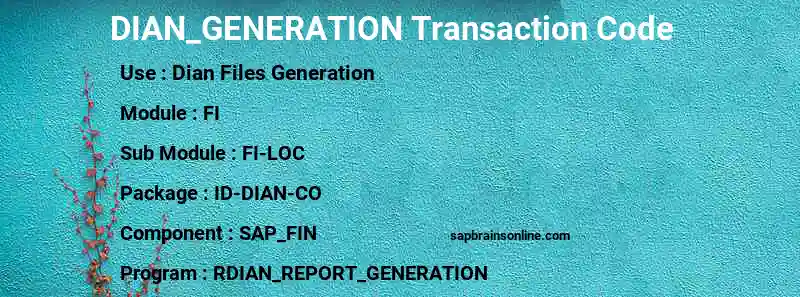 SAP DIAN_GENERATION transaction code
