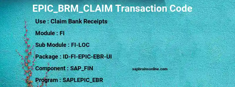 SAP EPIC_BRM_CLAIM transaction code