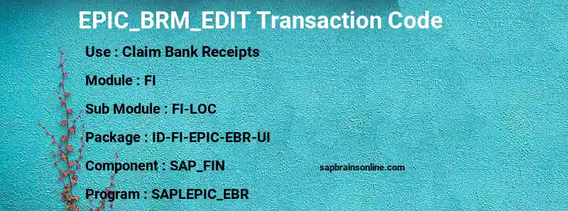 SAP EPIC_BRM_EDIT transaction code