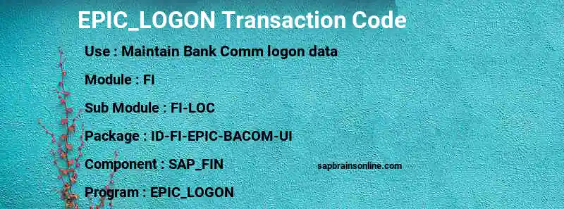 SAP EPIC_LOGON transaction code