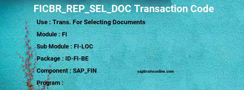 SAP FICBR_REP_SEL_DOC transaction code