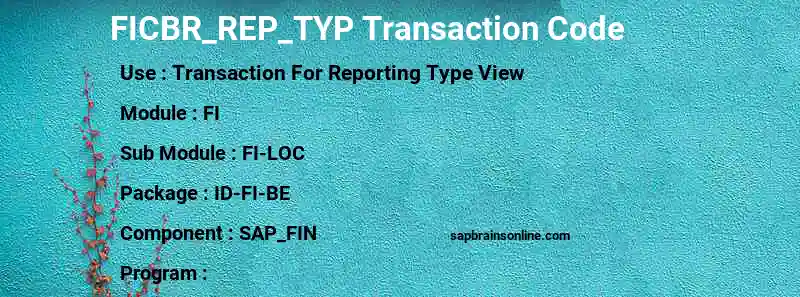 SAP FICBR_REP_TYP transaction code