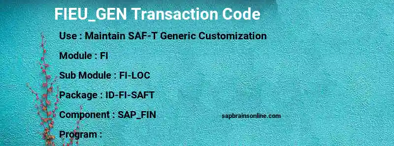 SAP FIEU_GEN transaction code