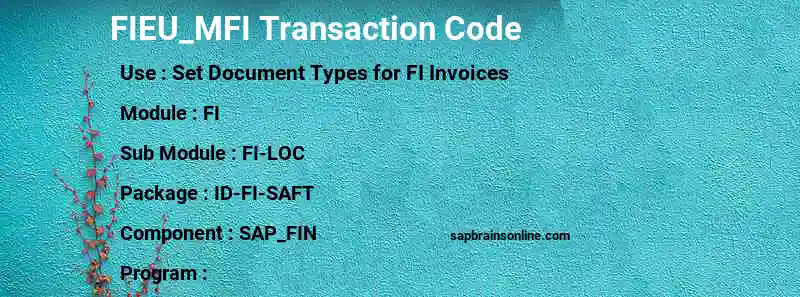 SAP FIEU_MFI transaction code
