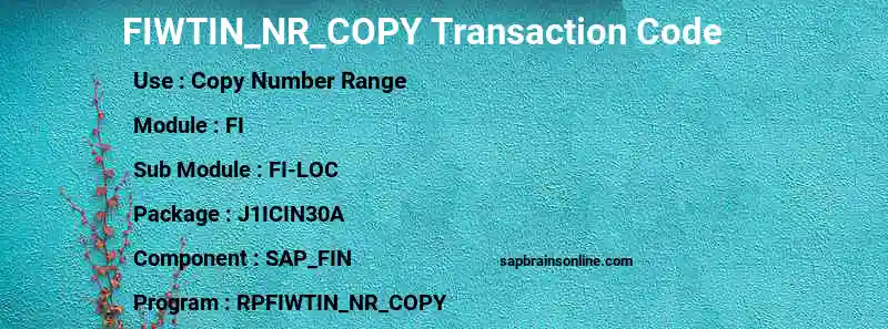SAP FIWTIN_NR_COPY transaction code