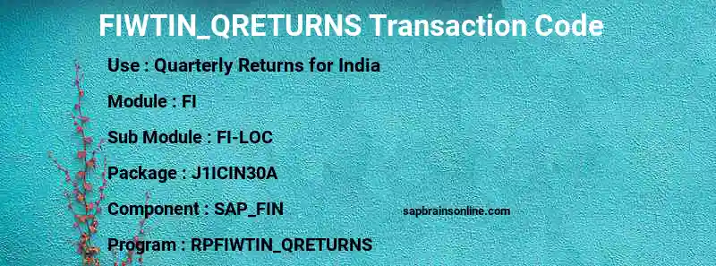 SAP FIWTIN_QRETURNS transaction code