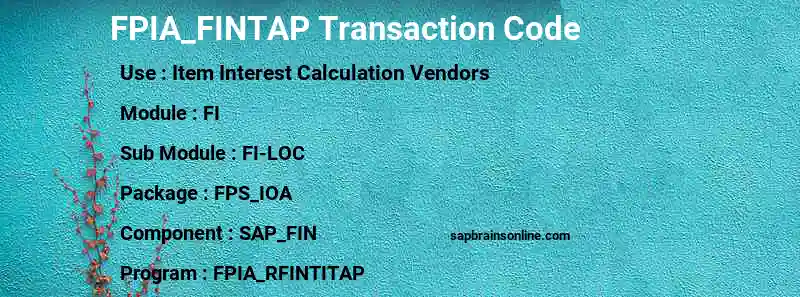 SAP FPIA_FINTAP transaction code