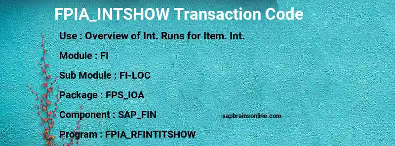 SAP FPIA_INTSHOW transaction code