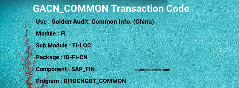 SAP GACN_COMMON transaction code