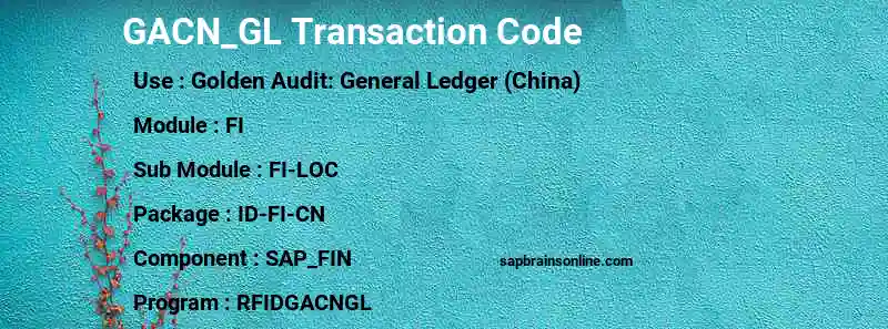 SAP GACN_GL transaction code