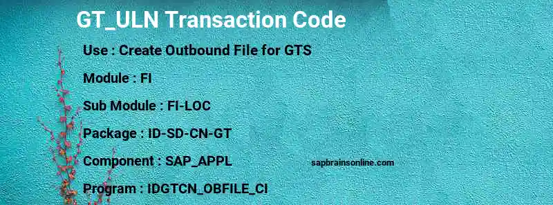 SAP GT_ULN transaction code