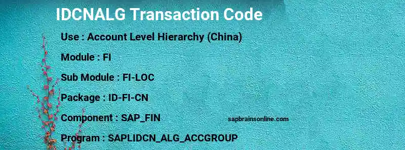 SAP IDCNALG transaction code