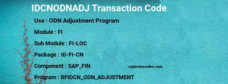 SAP IDCNODNADJ transaction code