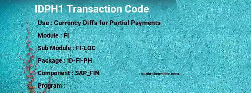 SAP IDPH1 transaction code
