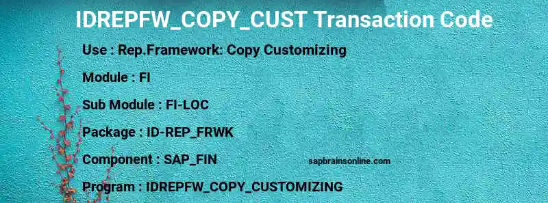 SAP IDREPFW_COPY_CUST transaction code