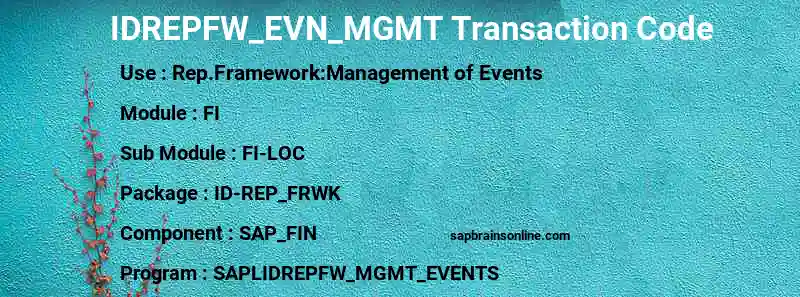 SAP IDREPFW_EVN_MGMT transaction code