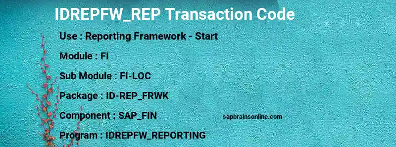 SAP IDREPFW_REP transaction code