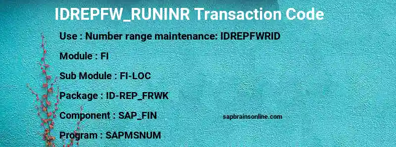 SAP IDREPFW_RUNINR transaction code