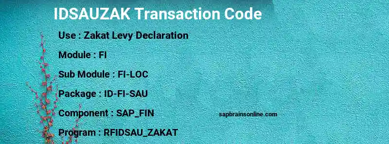 SAP IDSAUZAK transaction code