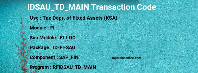 SAP IDSAU_TD_MAIN transaction code