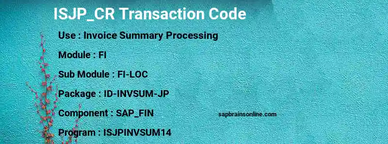 SAP ISJP_CR transaction code