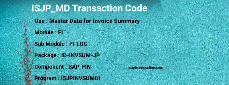 SAP ISJP_MD transaction code