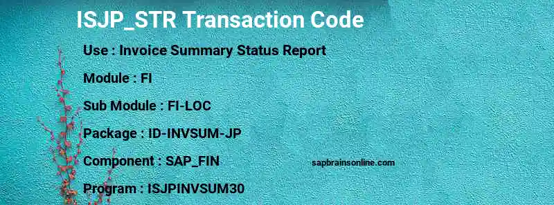 SAP ISJP_STR transaction code