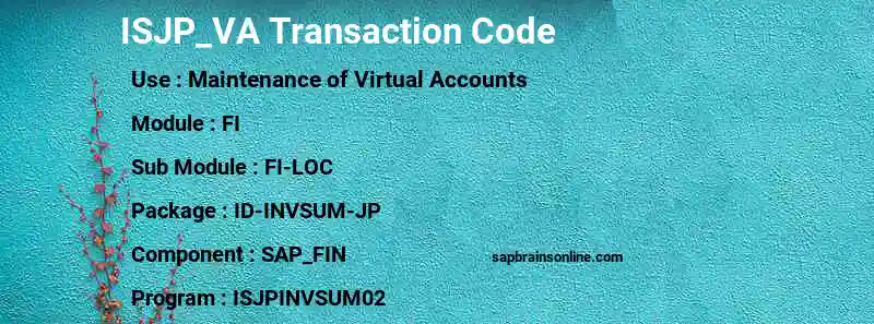 SAP ISJP_VA transaction code