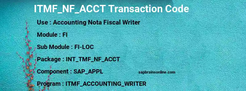 SAP ITMF_NF_ACCT transaction code