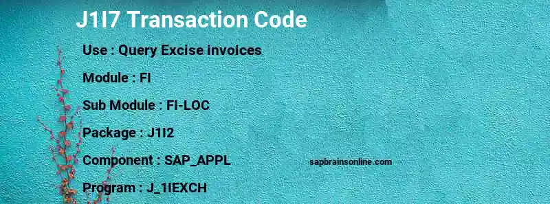 SAP J1I7 transaction code