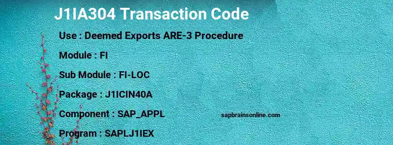 SAP J1IA304 transaction code
