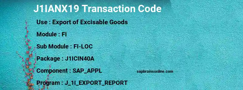 SAP J1IANX19 transaction code